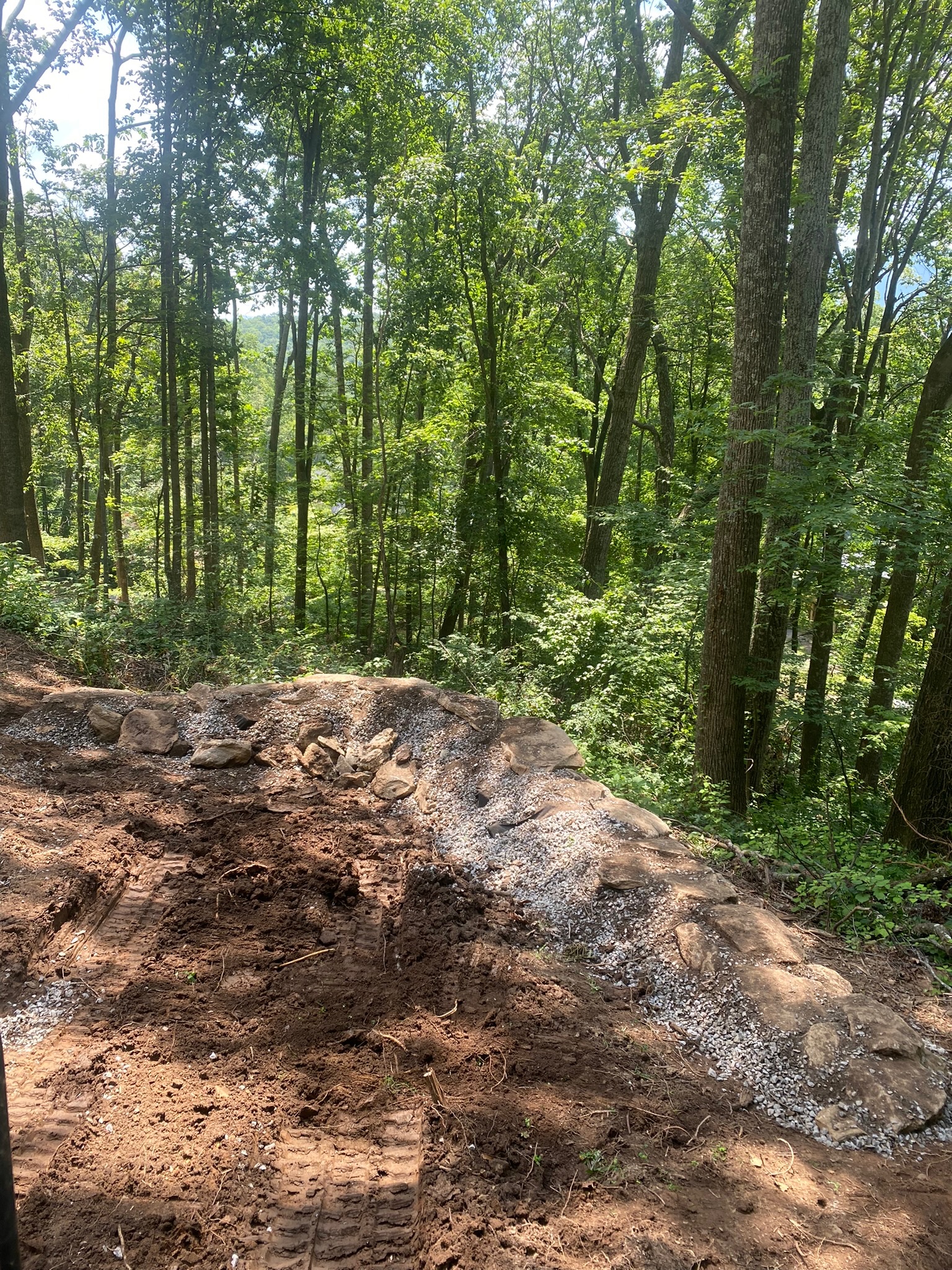 Gravel drainage path through WNC forest